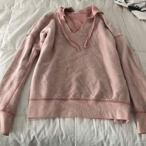 Long sleeve pink fuzzy hoodie